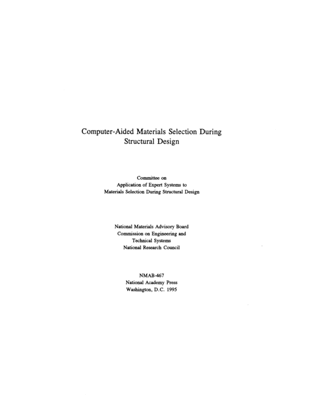 Computer-Aided Materials Selection During Structural Design Commission On Engineering, Committee On Application Of Expert Systems To Materials Selectio, National Research Council, Technical Systems