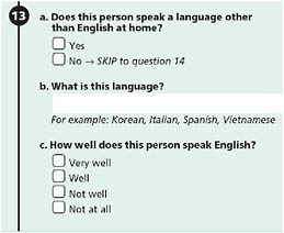 FIGURE 4-1 Census 2000 questions about language.