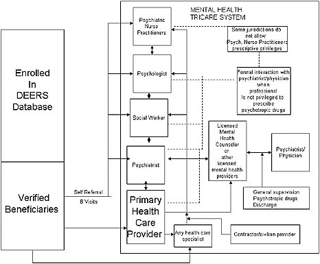FIGURE 1.1 Interactions between TRICARE beneficiaries and mental health service providers.