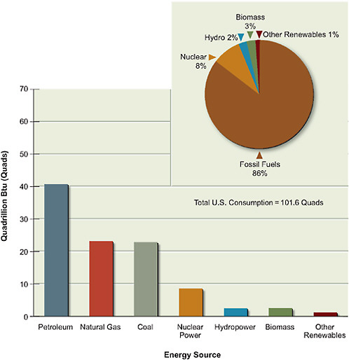 FIGURE 2 Sources of the energy used in the United States in 2008.