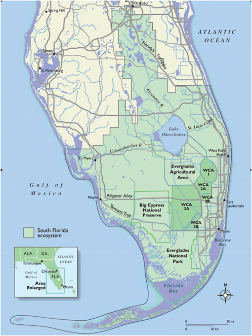 FIGURE S-1 The South Florida ecosystem, which shares the same boundaries as the South Florida Water Management District. © International Mapping Associates