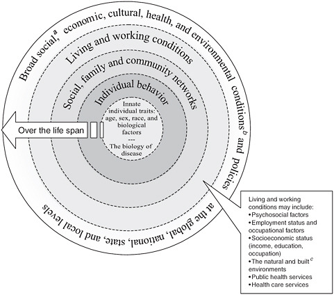 FIGURE 1-2 A guide to thinking about the determinants of population health.