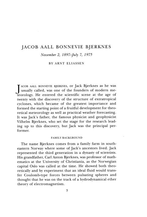 Jacob Aall Bonnevie Bjerknes | Biographical Memoirs: V.68 ...