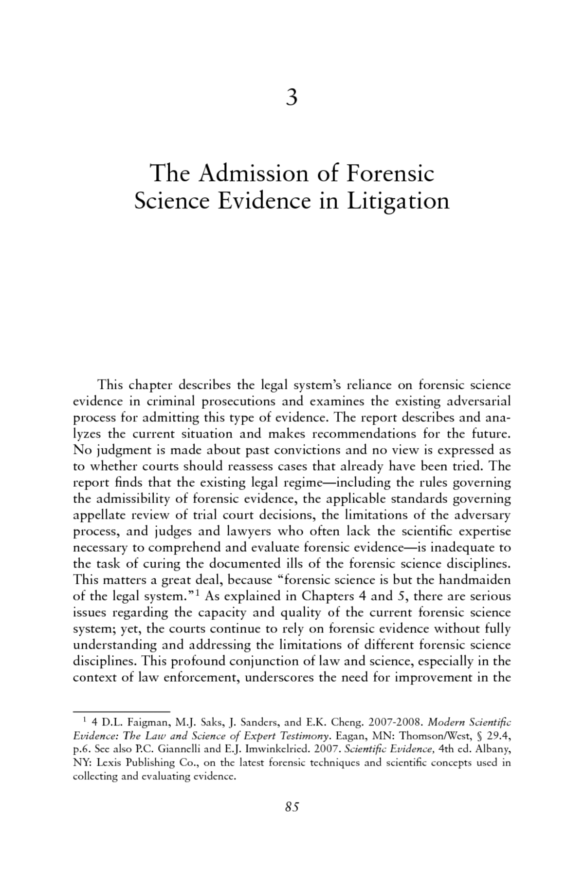 3 The Admission of Forensic Science Evidence in Litigation 