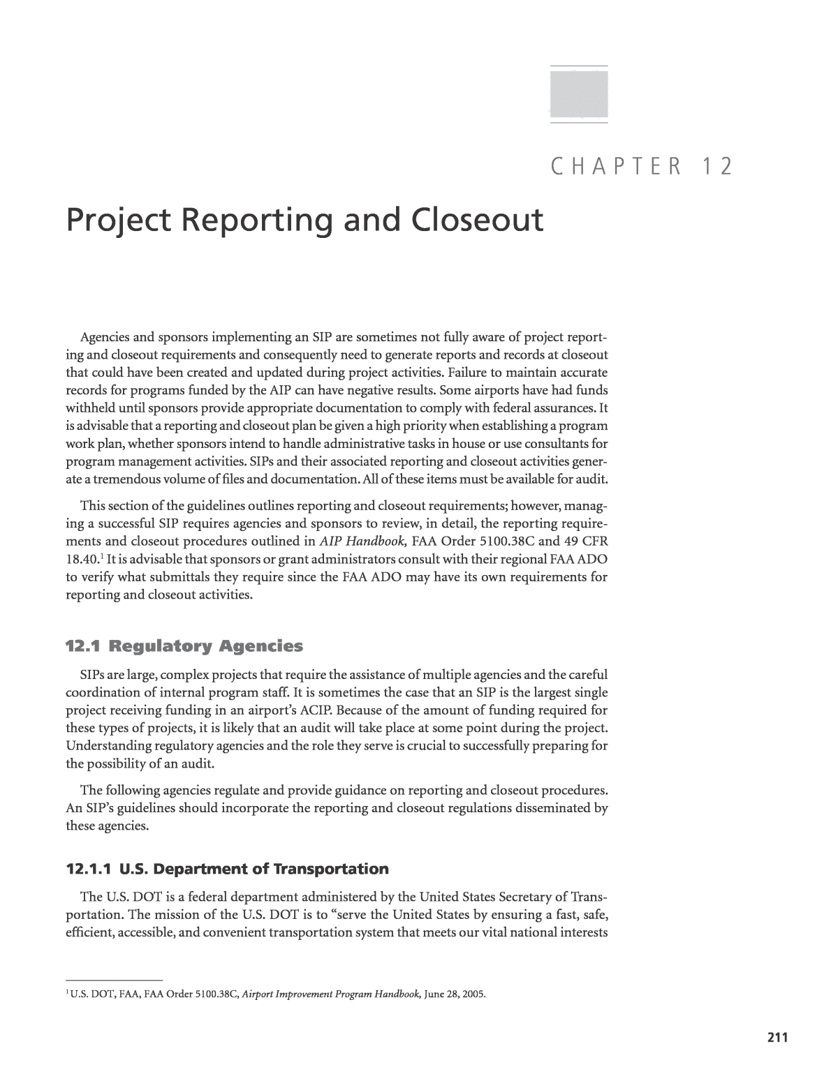 Chapter 12 - Project Reporting and Closeout  Guidelines 