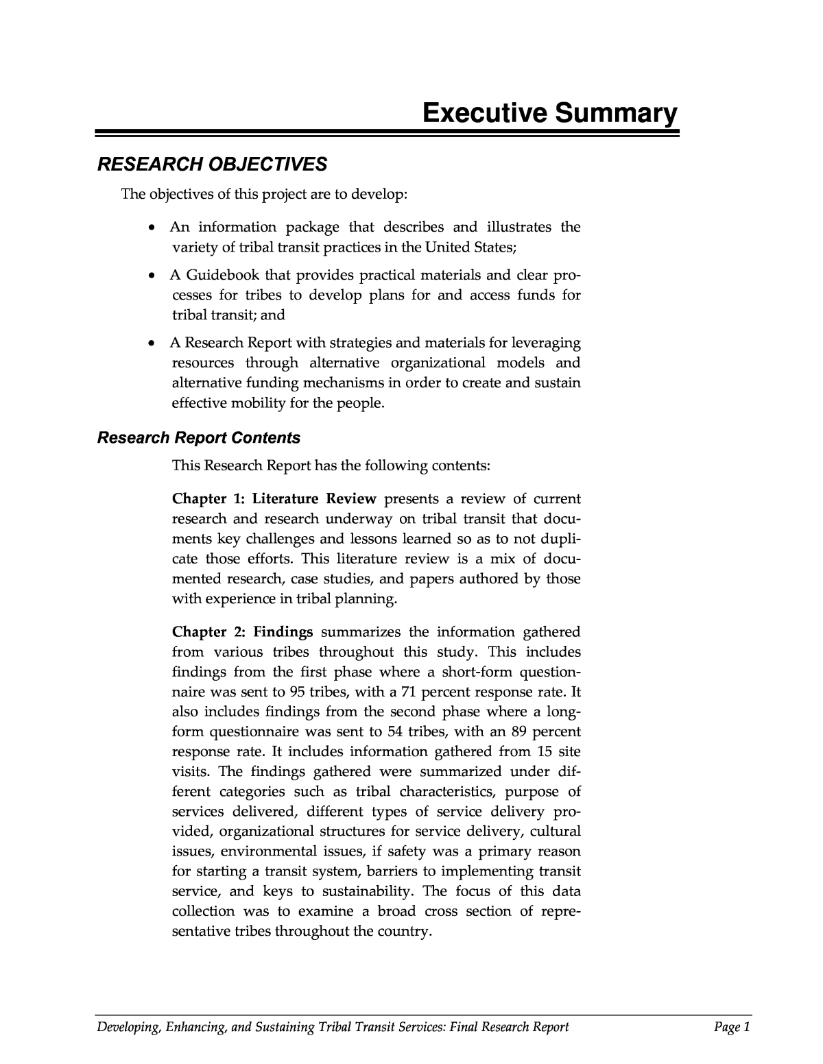executive summary sample research paper