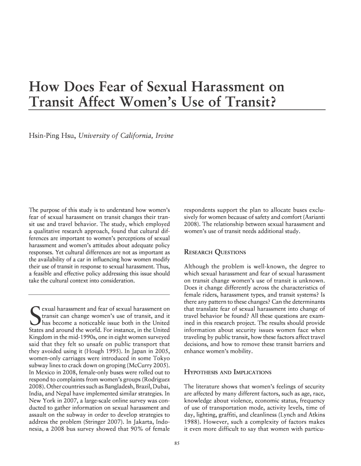 Sexual harassment essay paper