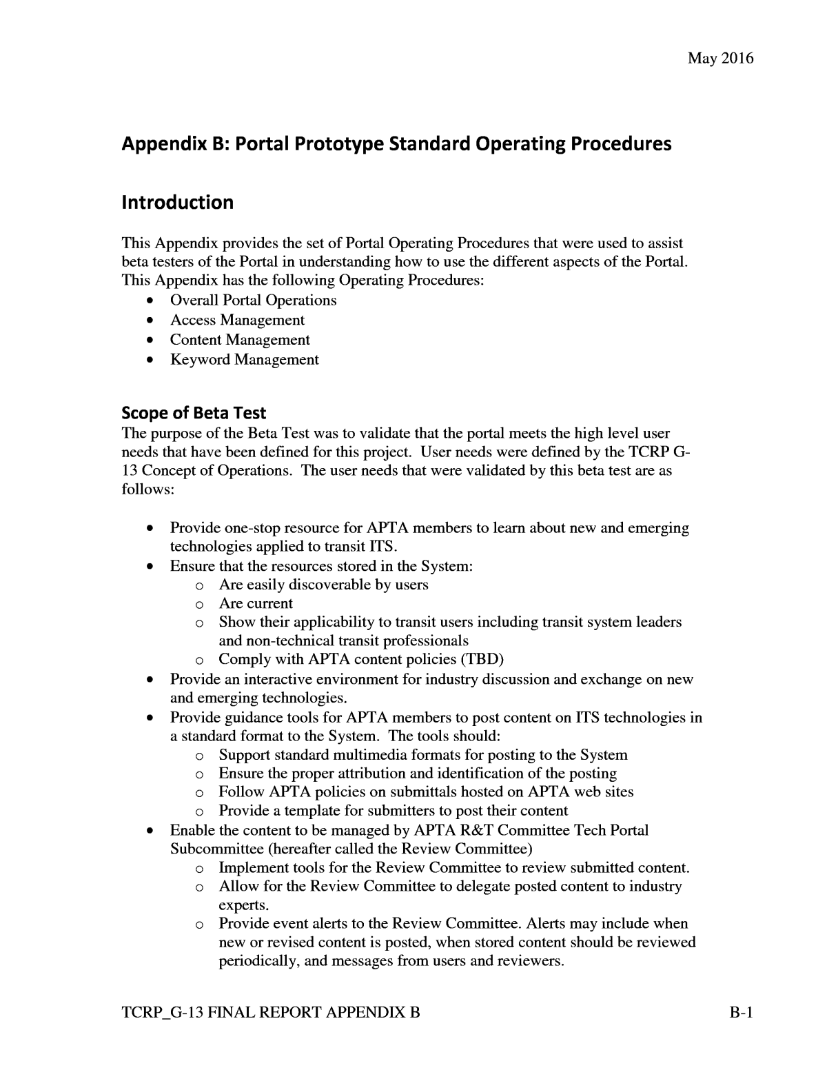 Appendix B: Portal Prototype Standard Operating Procedures ...