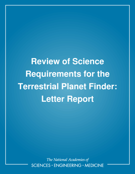 Cover:Review of Science Requirements for the Terrestrial Planet Finder: Letter Report
