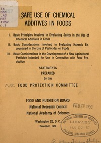 Cover Image: Safe Use of Chemical Additives in Foods