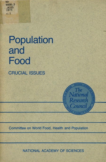 Cover:Population and Food: Crucial Issues
