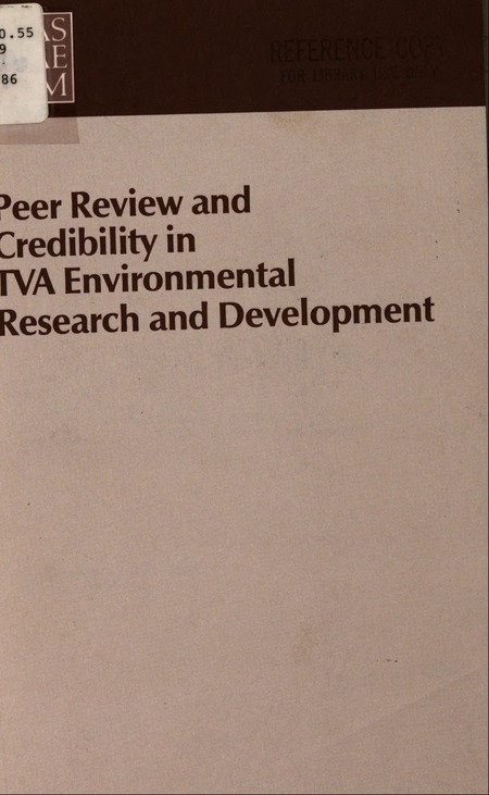 Cover:Peer Review and Credibility in TVA Environmental Research and Development