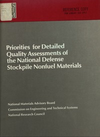 Cover Image: Priorities for Detailed Quality Assessments of the National Defense Stockpile Nonfuel Materials