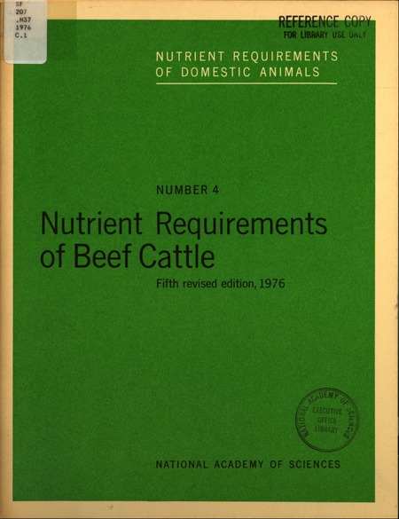 Cover:Nutrient Requirements of Beef Cattle