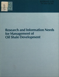 Cover Image: Research and Information Needs for Management of Oil Shale Development