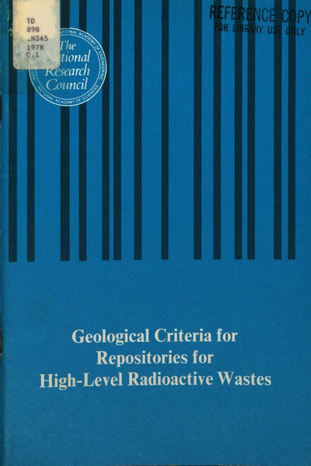 Geological Criteria for Repositories for High-Level Radioactive Wastes