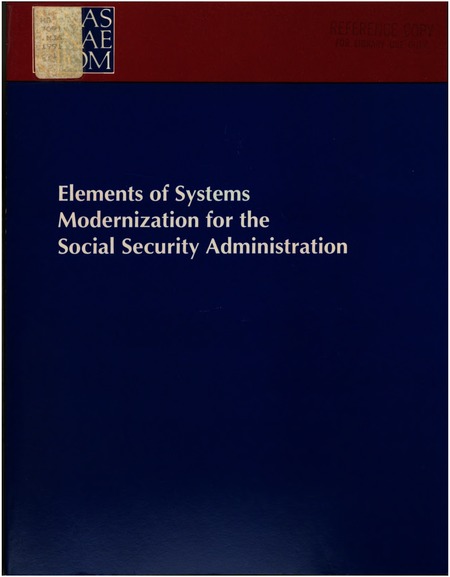 Elements of Systems Modernization for the Social Security Administration: A Report
