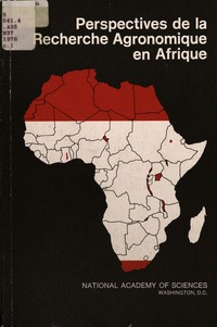 Cover Image: Perspectives de la Recherche Agronomique en Afrique