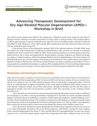 Advancing Therapeutic Development for Dry Age-Related Macular Degeneration (AMD): Workshop in Brief