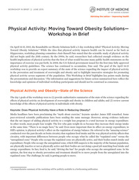 Physical Activity: Moving Toward Obesity Solutions: Workshop in Brief