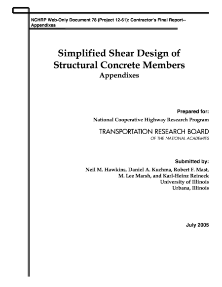 Appendix A Models For Shear Behavior Simplified Shear Design Of Structural Concrete Members Appendixes The National Academies Press