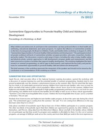 Summertime Opportunities to Promote Healthy Child and Adolescent Development: Proceedings of a Workshop—in Brief
