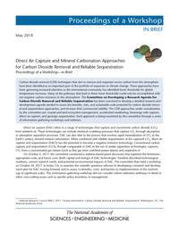 Direct Air Capture and Mineral Carbonation Approaches for Carbon Dioxide Removal and Reliable Sequestration: Proceedings of a Workshop–in Brief