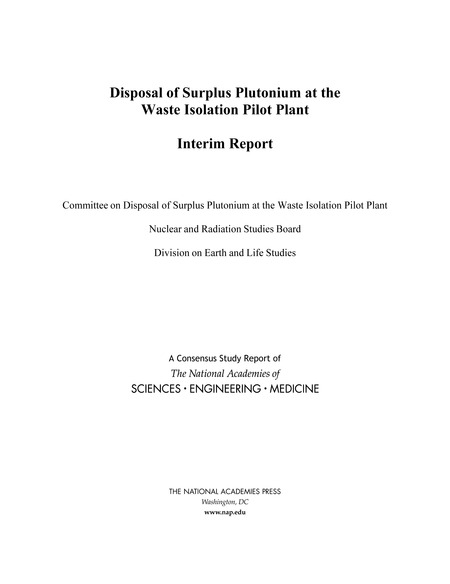 Disposal of Surplus Plutonium at the Waste Isolation Pilot Plant: Interim Report