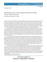 Advancing the Science of Patient Input in Medical Product R&D: Towards a Research Agenda: Proceedings of a Workshop—in Brief