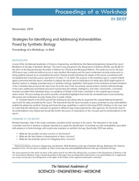 Strategies for Identifying and Addressing Vulnerabilities Posed by Synthetic Biology: Proceedings of a Workshop–in Brief