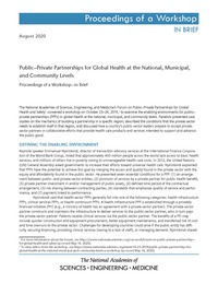 Public–Private Partnerships for Global Health at the National, Municipal, and Community Levels: Proceedings of a Workshop—in Brief
