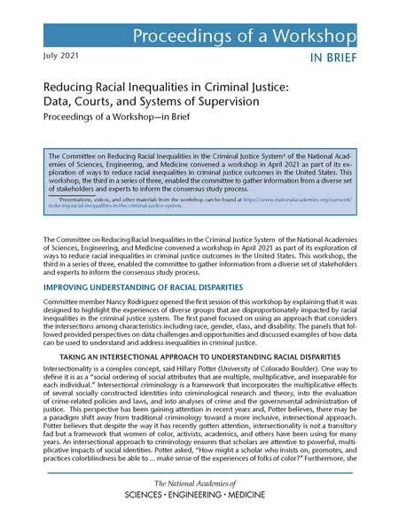 Reducing Racial Inequalities in Criminal Justice: Data, Courts, and Systems of Supervision: Proceedings of a Workshop–in Brief