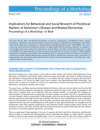 Implications for Behavioral and Social Research of Preclinical Markers of Alzheimer's Disease and Related Dementias: Proceedings of a Workshop–in Brief