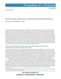 Diversity, Equity, and Inclusion in Chemistry and Chemical Engineering: Proceedings of a Workshop–in Brief