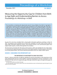 Cover Image: Measuring the Opportunity Gap for Children from Birth to Age Eight and Understanding Barriers to Access