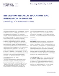 Rebuilding Research, Education, and Innovation in Ukraine: Proceedings of a Workshop—in Brief