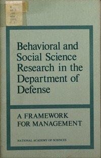 Behavioral and Social Science Research in the Department of Defense: A Framework for Management