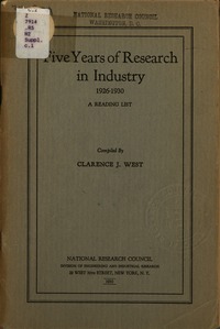 Five Years of Research in Industry, 1926-1930: A Reading List of Selected Articles from the Technical Press
