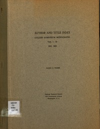 Author and Title Indexes to the Colloid Symposium Monographs, Volumes I to X