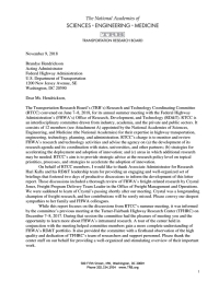 Research and Technology Coordinating Committee Letter Report: November 9, 2018