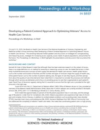Developing a Patient-Centered Approach to Optimizing Veterans’ Access to Health Care Services: Proceedings of a Workshop—in Brief