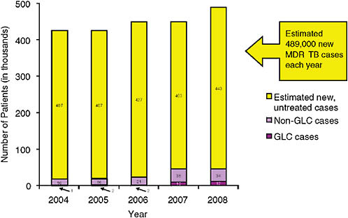FIGURE 3-1 MDR TB burden and patients in treatment.