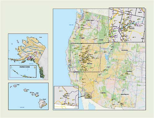 FIGURE 2.4 Regional map of hydrothermal power sites resources identified by the Western Governors’ Association.