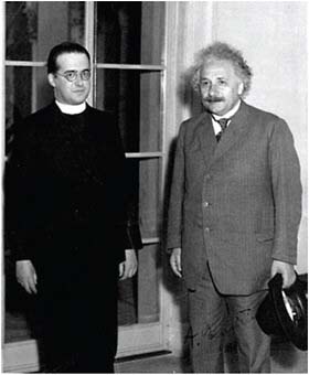 FIGURE 1.6 Georges Lemaître (left) and Albert Einstein (right). In 1927 Lemaître rediscovered Friedmann’s equations and named the Primeval Atom. SOURCE: New York Times Magazine, February 19, 1933.