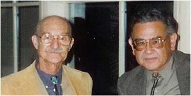 FIGURE 1.9 Robert Herman (left) and Ralph Alpher (right) at the launch of the COBE satellite. They worked out the Big Bang physics under Gamow. SOURCE: Courtesy of NASA.
