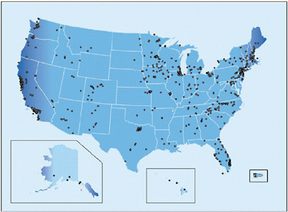 FIGURE 7.2 Cities participating in the U.S. Mayor’s Climate Protection Agreement (http://www.usmayors.org/climateprotection/ClimateChange.asp, accessed September 17, 2010).