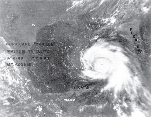 FIGURE 2.1 Hurricane Camille as it approaches the Gulf States in 1969, as photographed from the NASA Nimbus III satellite. Image courtesy of NASA/Nimbus III Satellite.