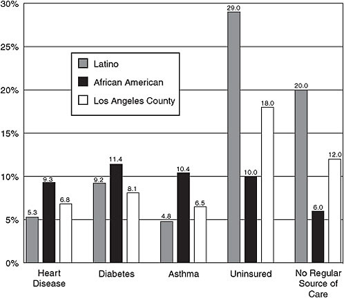 FIGURE 4-1 Los Angeles County prevalence of health disparities.