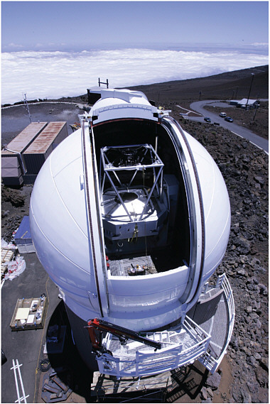 FIGURE 3.2 The PanSTARRS 1 telescope on Haleakala, Maui, Hawaii. SOURCE: Courtesy of Brett Simison, Institute for Astronomy, University of Hawaii.