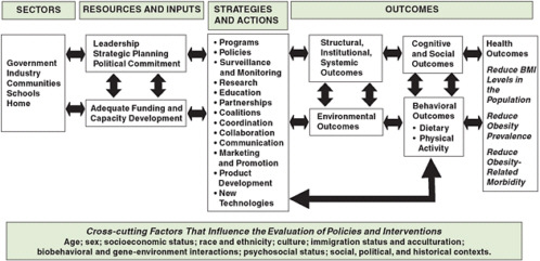 FIGURE 2-2 Evaluation framework for childhood obesity prevention policies and interventions.